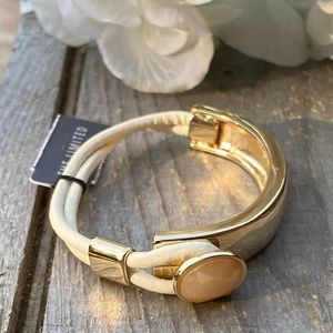 NWT THE LIMITED GOLD TONE AND CREAM LEATHER BRACELET
